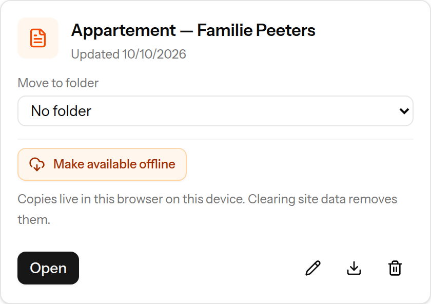 In Plans, click Make available offline on your project while you still have internet.