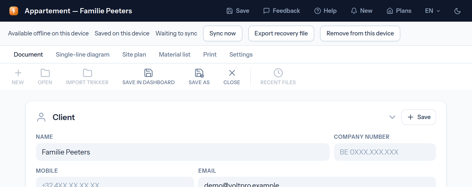 Saved on this device = safe in this browser. Waiting to sync = not online yet.